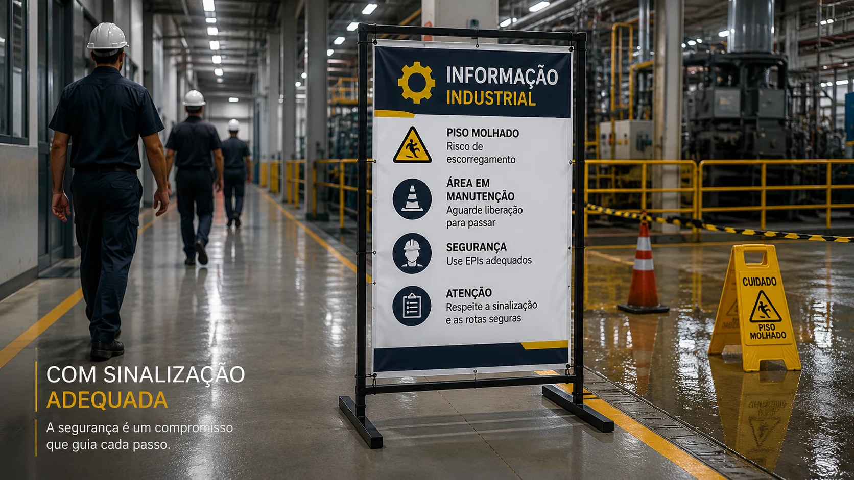 Depois — cavalete com a comunicação instalada
